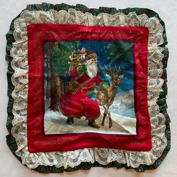 Christmas Pillow Slips Shams Holiday Decoration Xmas Decor 1990s Santa Claus - Picture 3 of 7